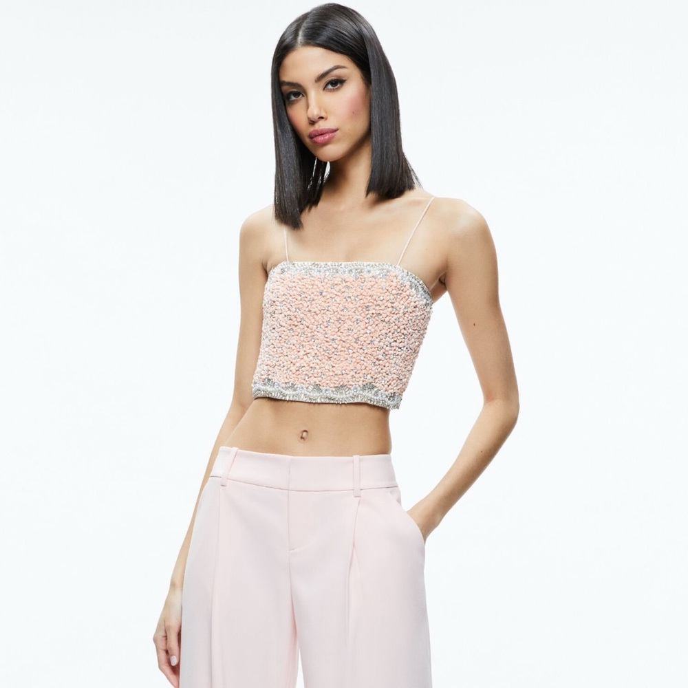 ALICE + OLIVIA Ceresi Embellished Spaghetti Strap Top - Picture 4 of 17